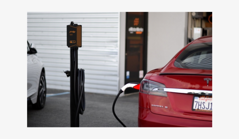 Juicebox Pedestal Charging A Tesla - Executive Car, transparent png download