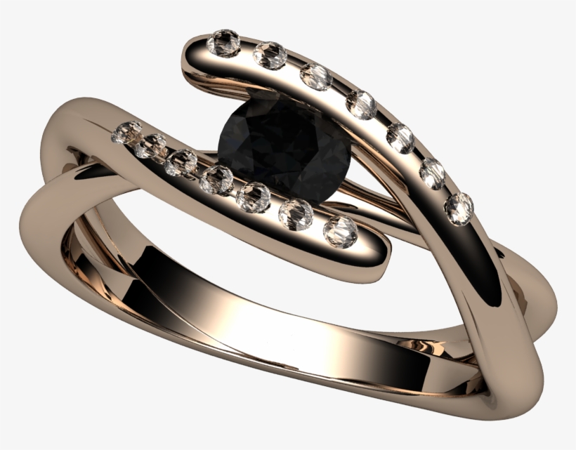 Ring Set With Black Diamond - Pre-engagement Ring, transparent png download