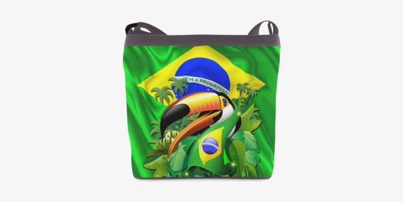 Brazil Flag With Toco Toucan Crossbody Bags - Toco Toucan With Brazil Flag Wall Tapestry - Small:, transparent png download