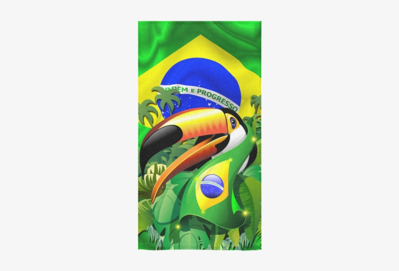 Toco Toucan With Brazil Flag Wall Tapestry - Small:, transparent png download