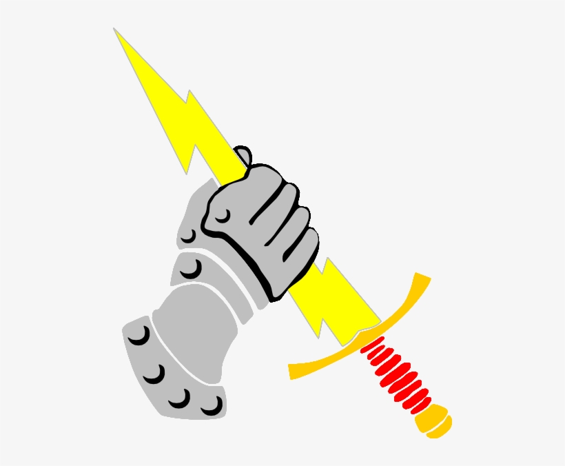 Hand Holding Lightning Sword Clip Art - Hand Holding Sword Clipart, transparent png download