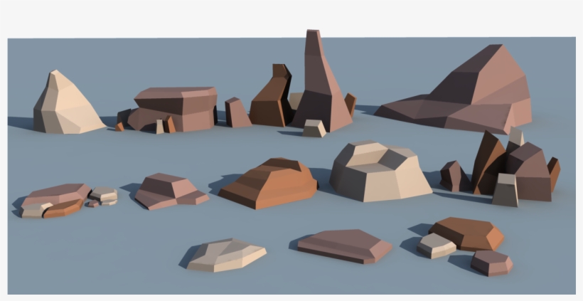 Browm Rocks Greenish Rocks Grey Rocks - Rock Maya Low Poly, transparent png download