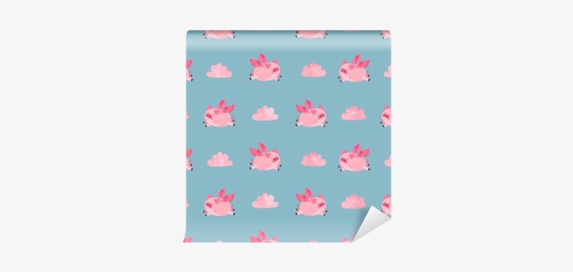 Cute Watercolor Flying Pigs Seamless Pattern - Watercolor Painting, transparent png download