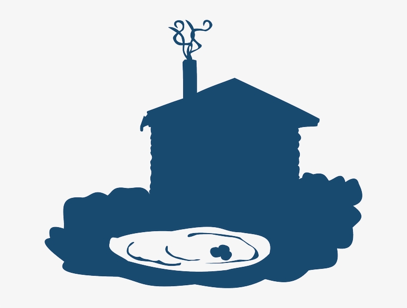 Blockhouse, House, Pond, Sauna, Silhouette, Blue - Silhouette Sauna, transparent png download