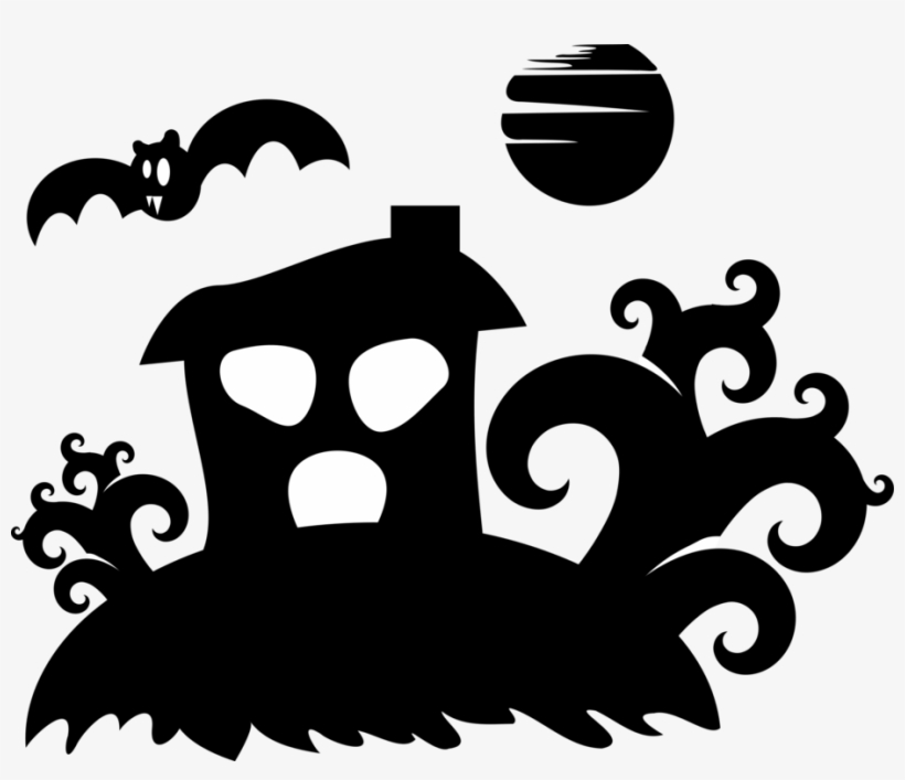 Spooky House Silhouette Clipart Png, transparent png download