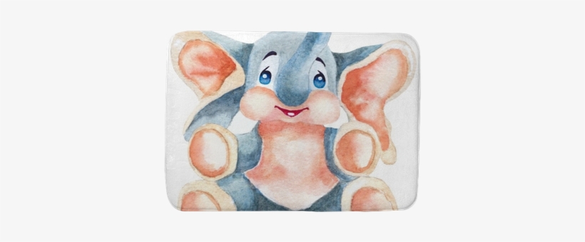 Watercolor Baby Elephant Illustration On White Bath - Watercolor Painting, transparent png download