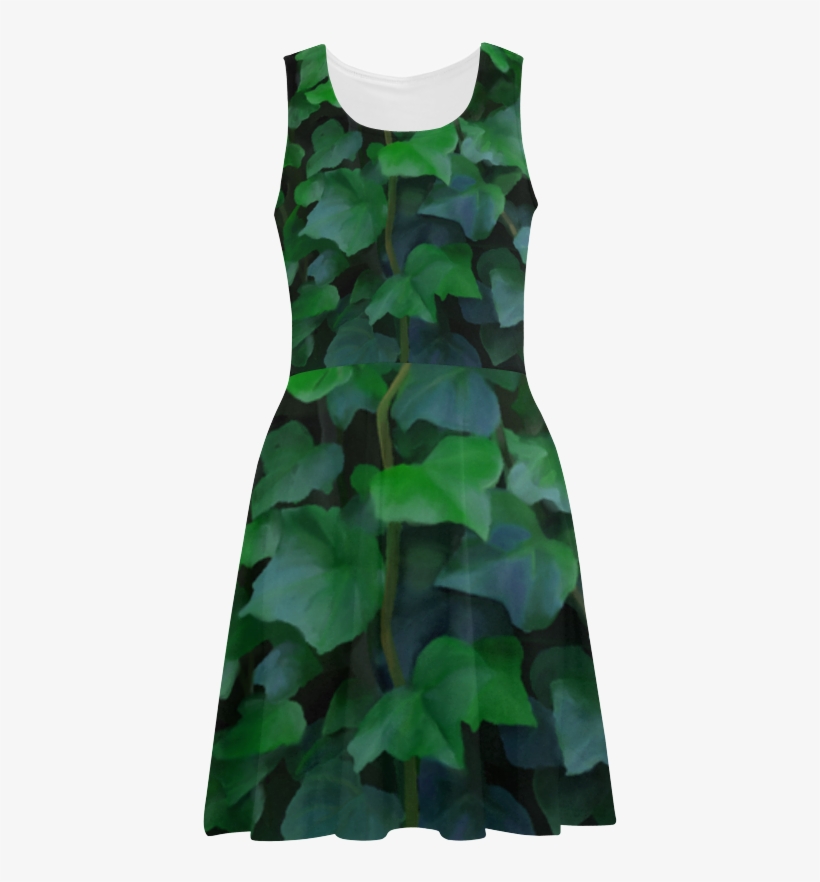 Vines, Climbing Plant On Black Sundress - Sundress, transparent png download