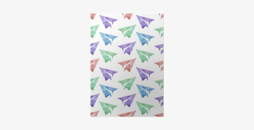 Seamless Watercolor Pattern With Paper Planes Colorful - Watercolor Painting, transparent png download