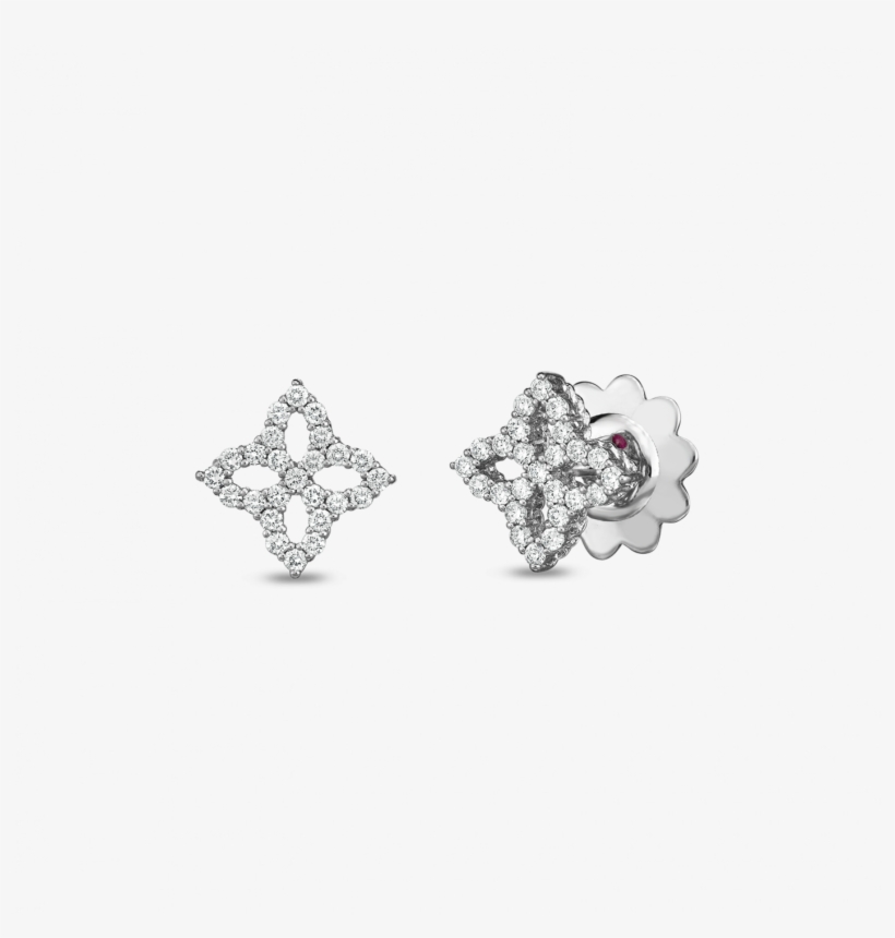 Roberto Coin 18kt Diamond Outline Small Flower Stud - Roberto Coin Princess Flower Diamond Stud Earrings, transparent png download