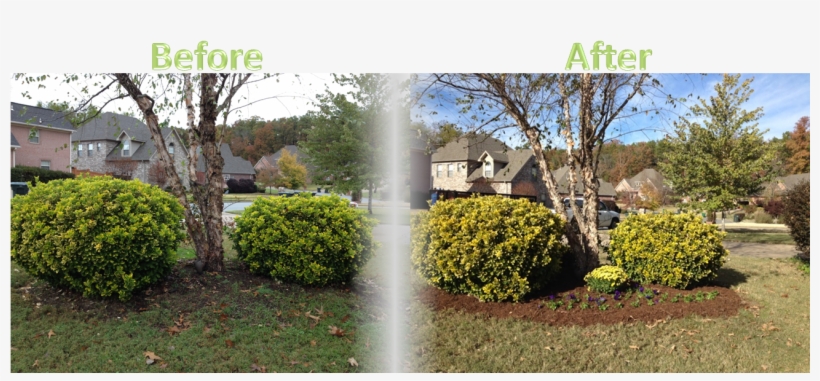 Flower Se Lawnserve Of Ar Flowers And Mulch Before - Mulching Flower Bed Before And After, transparent png download