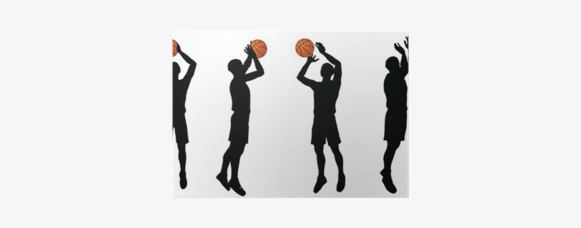 Basketball Players Silhouette Collection In Shoot Position - Basketball, transparent png download