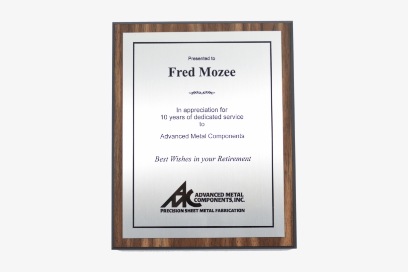 Finish Plaque Recognition Walnut Pictures Png Finish - Silver, transparent png download
