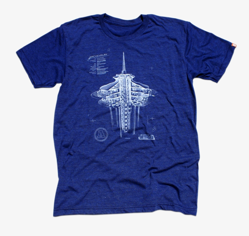 Space Needle T-shirt - Blue, transparent png download