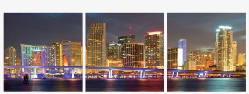 Miami At Night 3 Piece Wall Decor - Ciudad Florida, transparent png download