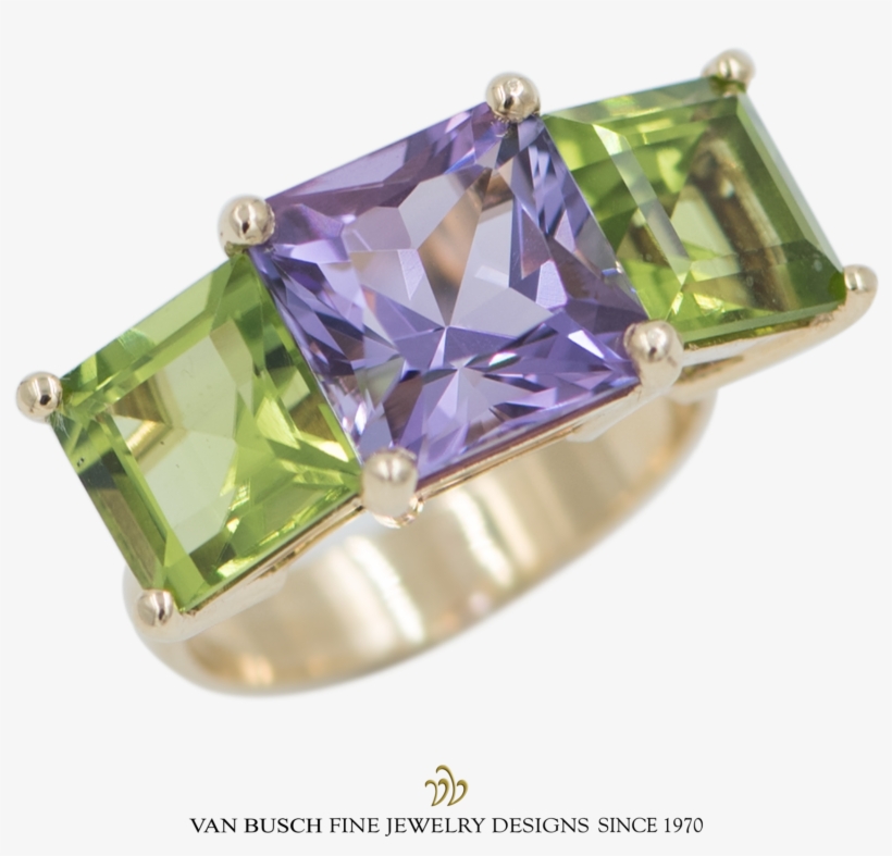 Amethyst And Peridot Ring - Amethyst, transparent png download