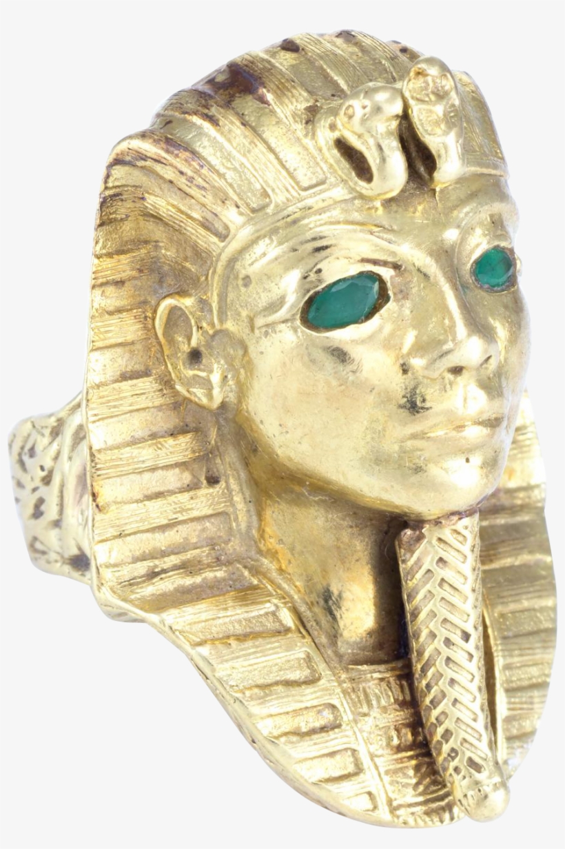 Egyptian Pharaoh King Tut Bust Ring Vintage 14 Karat - Ring, transparent png download