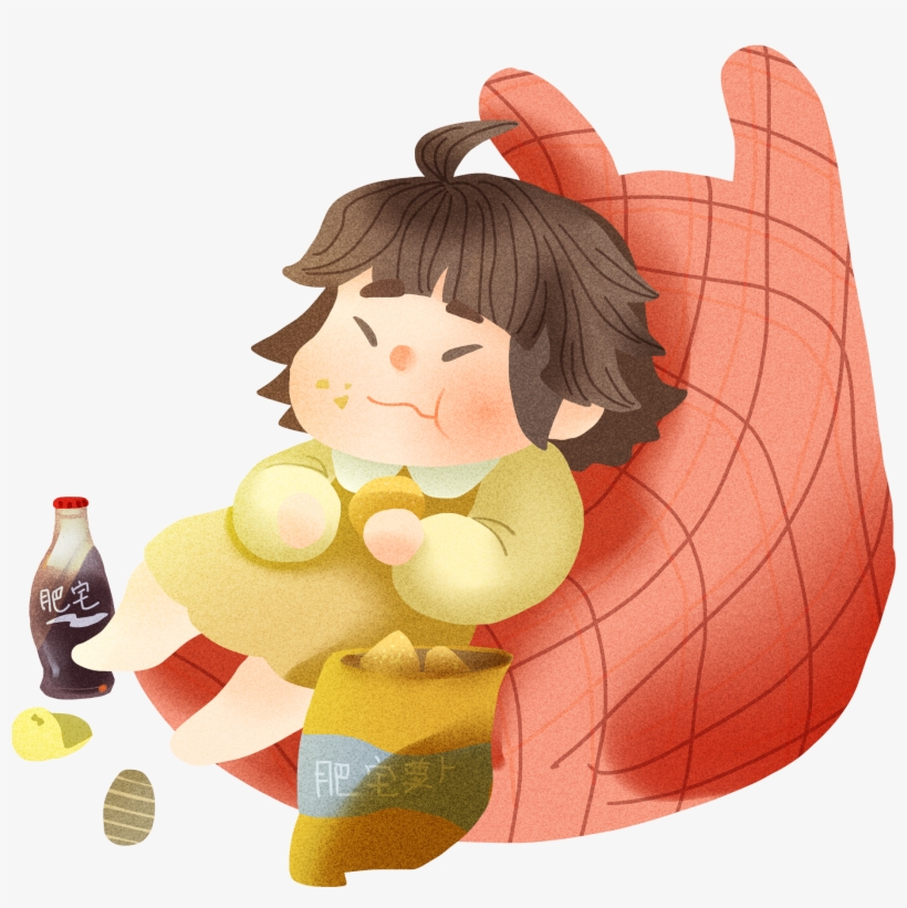 Hand Painted Illustration Fat Boy Happy Life House - Cartoon, transparent png download