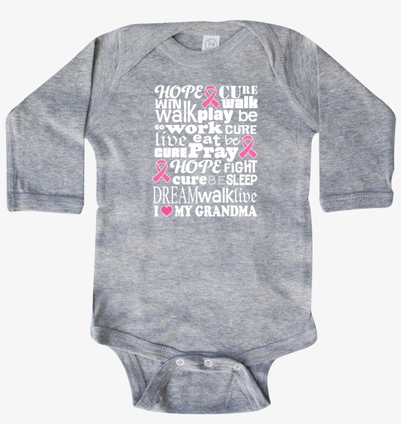 Love My Grandma Breast Cancer Long Sleeve Creeper Heather - Inktastic, transparent png download