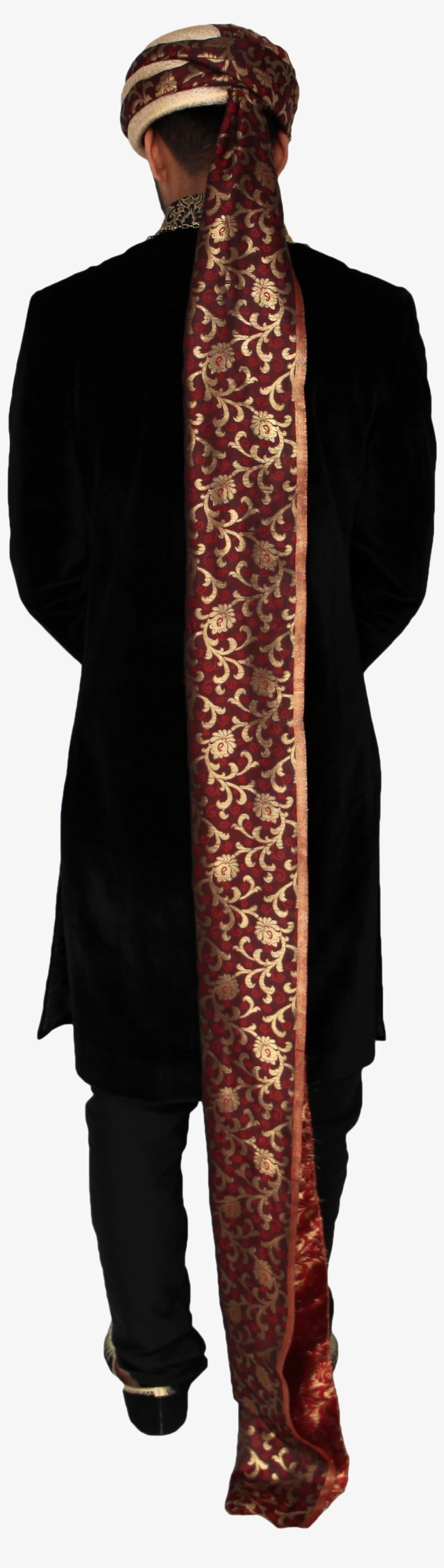 Plum Red Brocade Turban Hat With Vine Broach, transparent png download