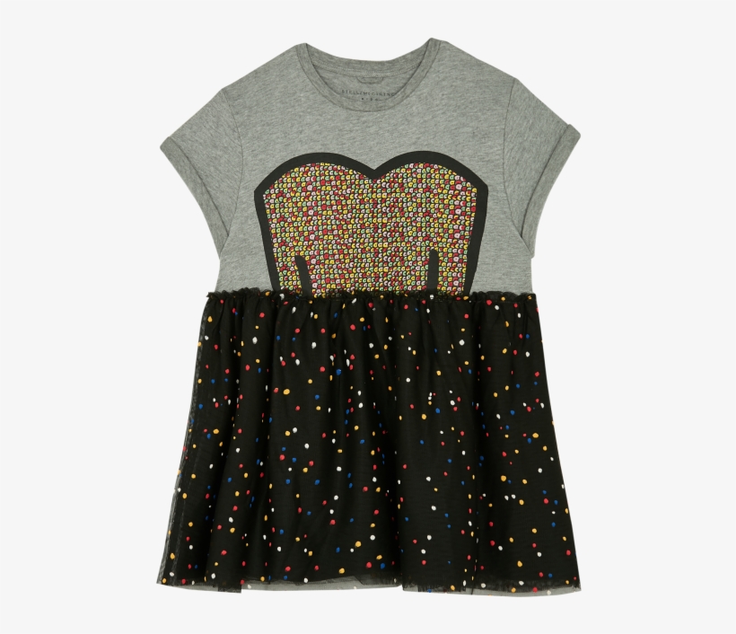 Gray Kaitlin Jersey And Tulle Dress - Pattern, transparent png download