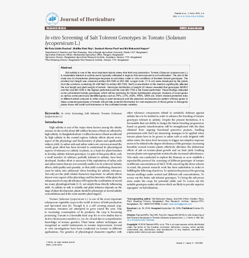 In Vitro Screening Of Salt Tolerent Genotypes In Tomato - Case Study On Determinants Of Demand, transparent png download