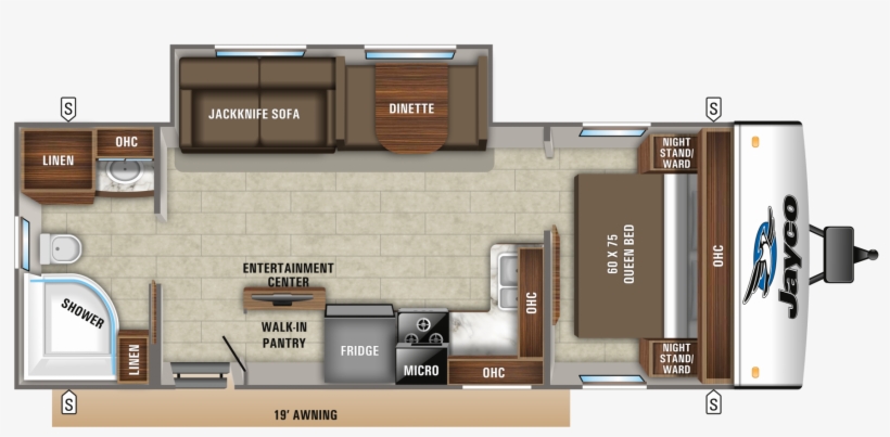 2019 Jay Feather 25rb Floorplan - 2019 Jayco Jay Flight Slx 8 244bhs, transparent png download
