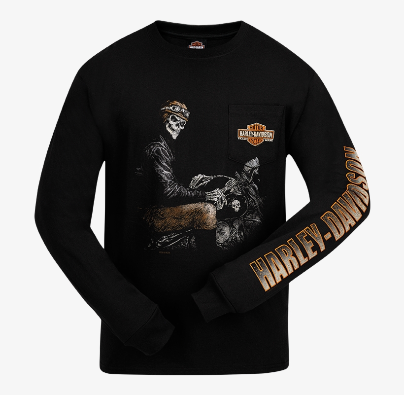 H D® Men's Wind Rider Black Long Sleeve Pocket Tee - Long-sleeved T-shirt, transparent png download