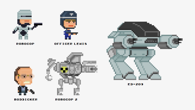 Robocop 8-bit Pixel Art - 8 Bit Ed 209, transparent png download