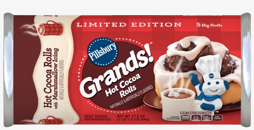 Hot Cocoa Rolls With Marshmallow Icing 5 Count - Pillsbury Hot Cocoa Rolls, transparent png download