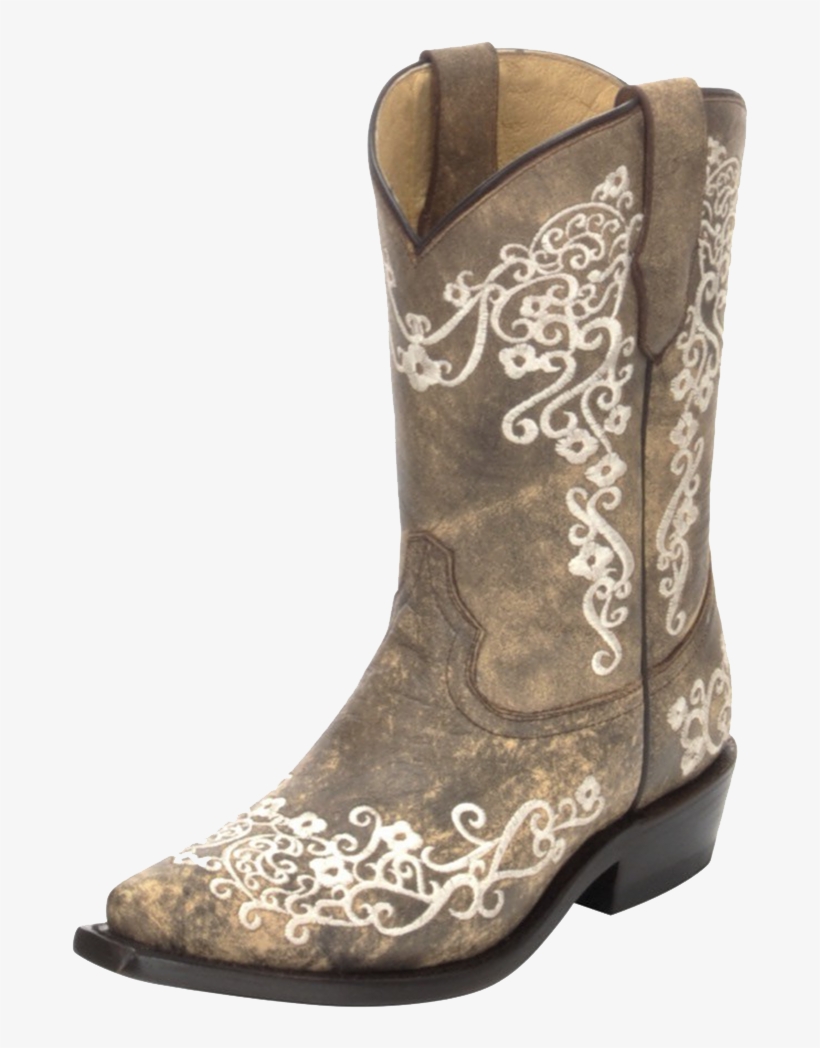Corral Kid's Brown/ Bone Embroidery Cowgirl Boots G1323 - Cowboy Boot, transparent png download