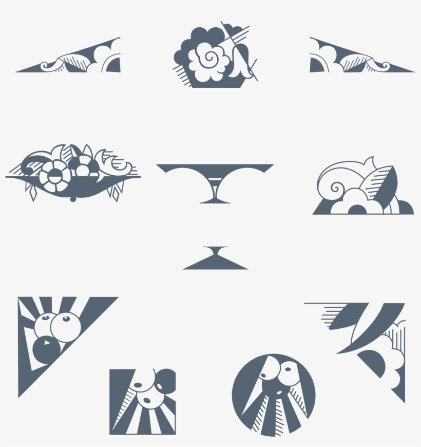 Download 170 Stylized Art Deco Illustrations And Ornaments, - Art Deco Ornaments Png, transparent png download