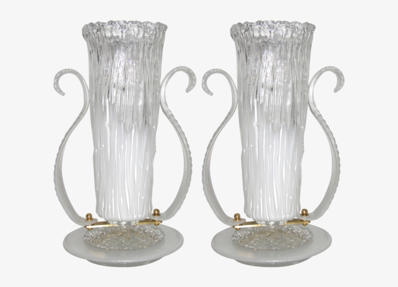 Italian 1980s Art Deco Design Pair Of White And Clear - Vase, transparent png download