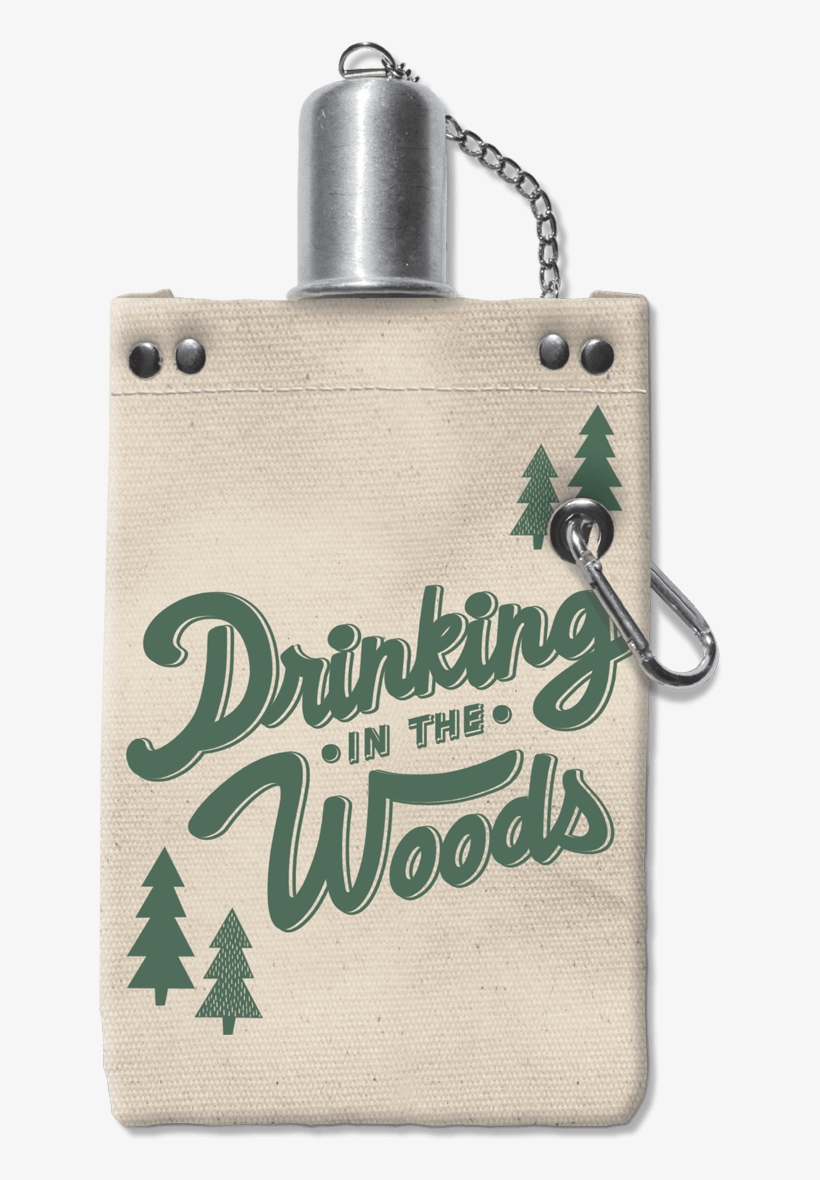 Drinking In The Woods Canvas Flask - Water Bottle, transparent png download