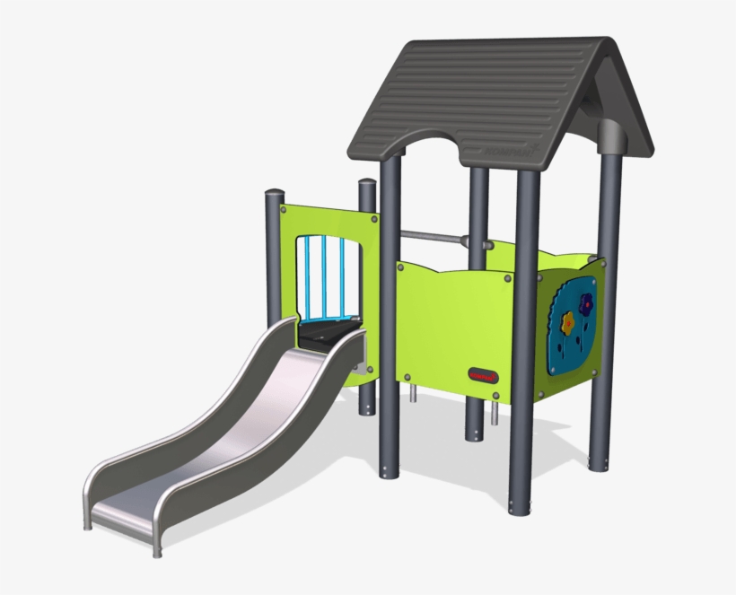 Double Playhouse With Balcony, Steel Posts, St - Playground Slide, transparent png download