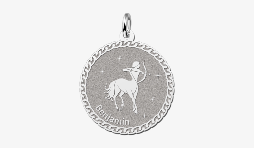 Silver Round Zodiac Pendant Sagittarius - Locket, transparent png download