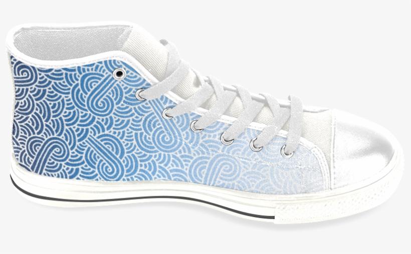 Ombre Blue And White Swirls Doodles Men's Classic High - Skate Shoe, transparent png download