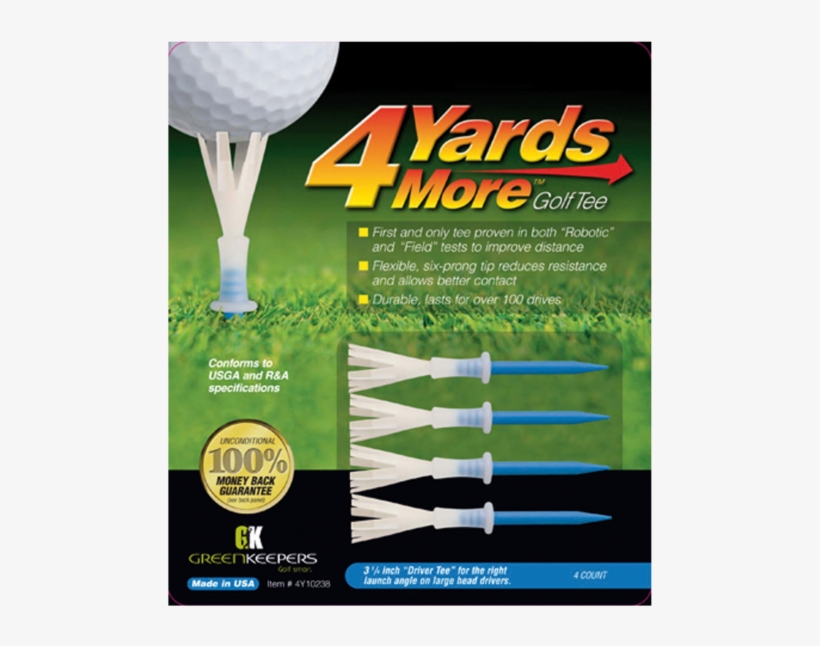4 Yards More Golf Tees Driver Blue 3 1/4 Inches Length - 4 Yards More Golf Tee, transparent png download