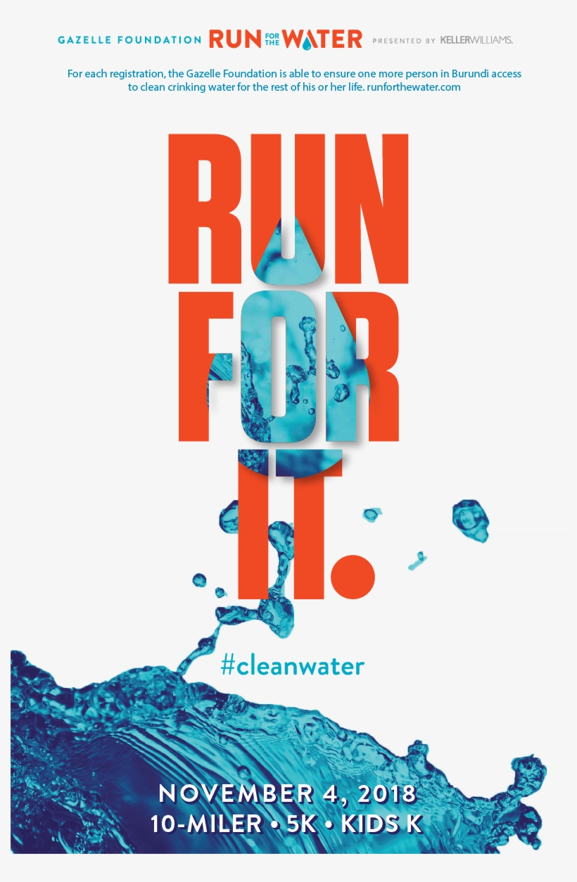 Run For The Water, 10-miler, 5k And Kids K - Illustration, transparent png download