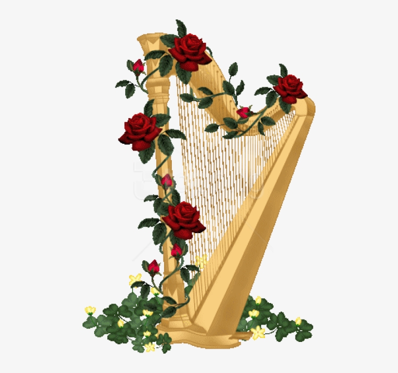 Free Png Download Harp With Roses Png Images Background - Harp And Roses, transparent png download
