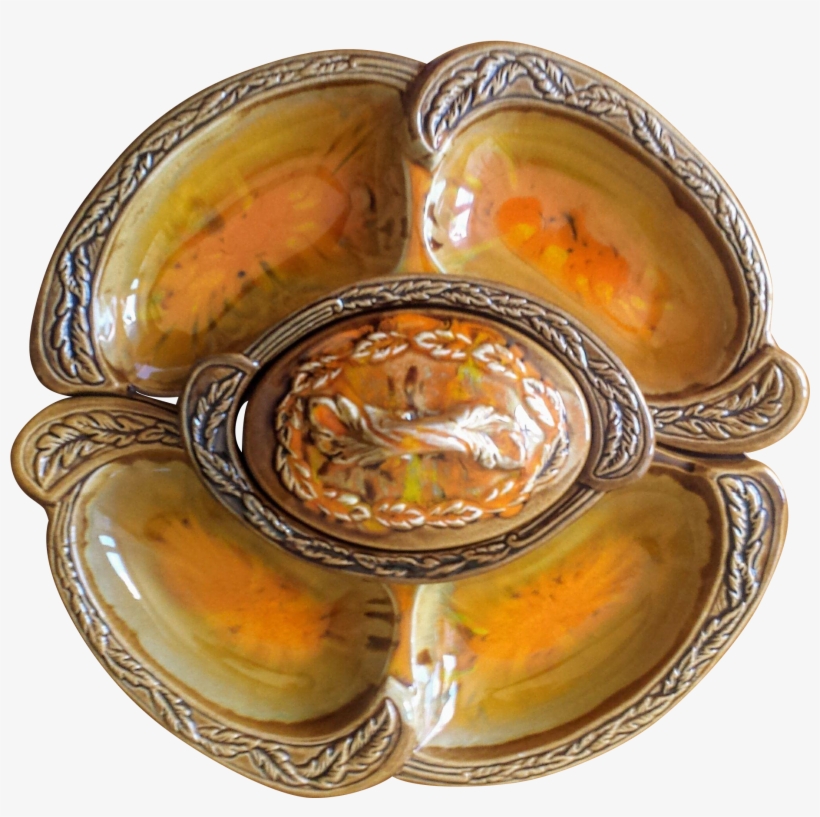 Vintage California Pottery Oak Leaf Lazy Susan In Shades - Dish, transparent png download