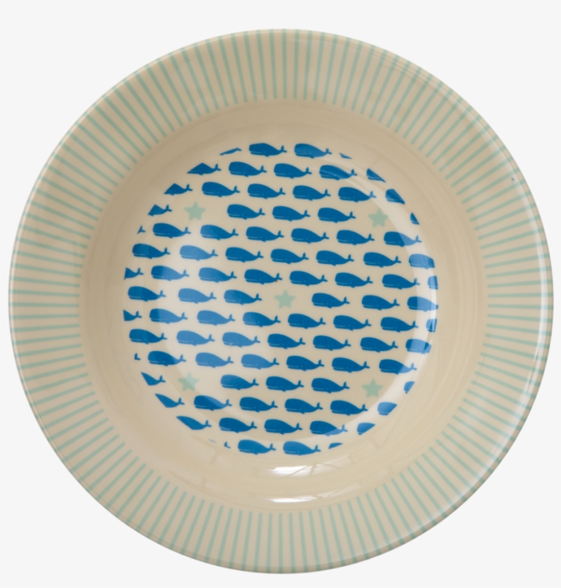 Kids Melamine Bowl Blue Whale & Starfish Print Rice - Circle, transparent png download