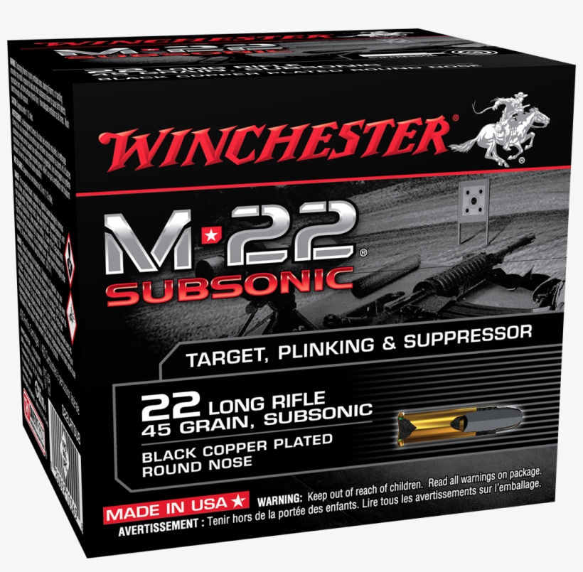 S22lrtsu8 Box Image - Winchester Subsonic 22lr M22, transparent png download