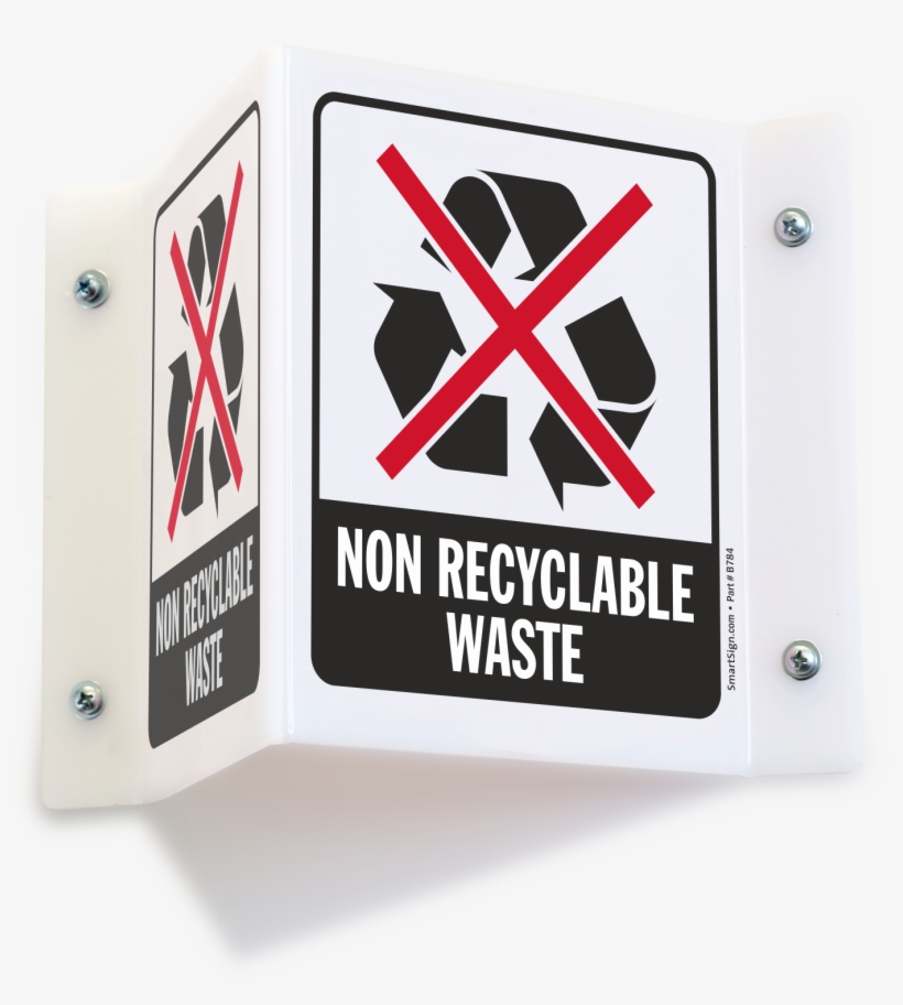 Non Recyclable Waste Projecting Recycling Sign - Honeysuckle White, transparent png download