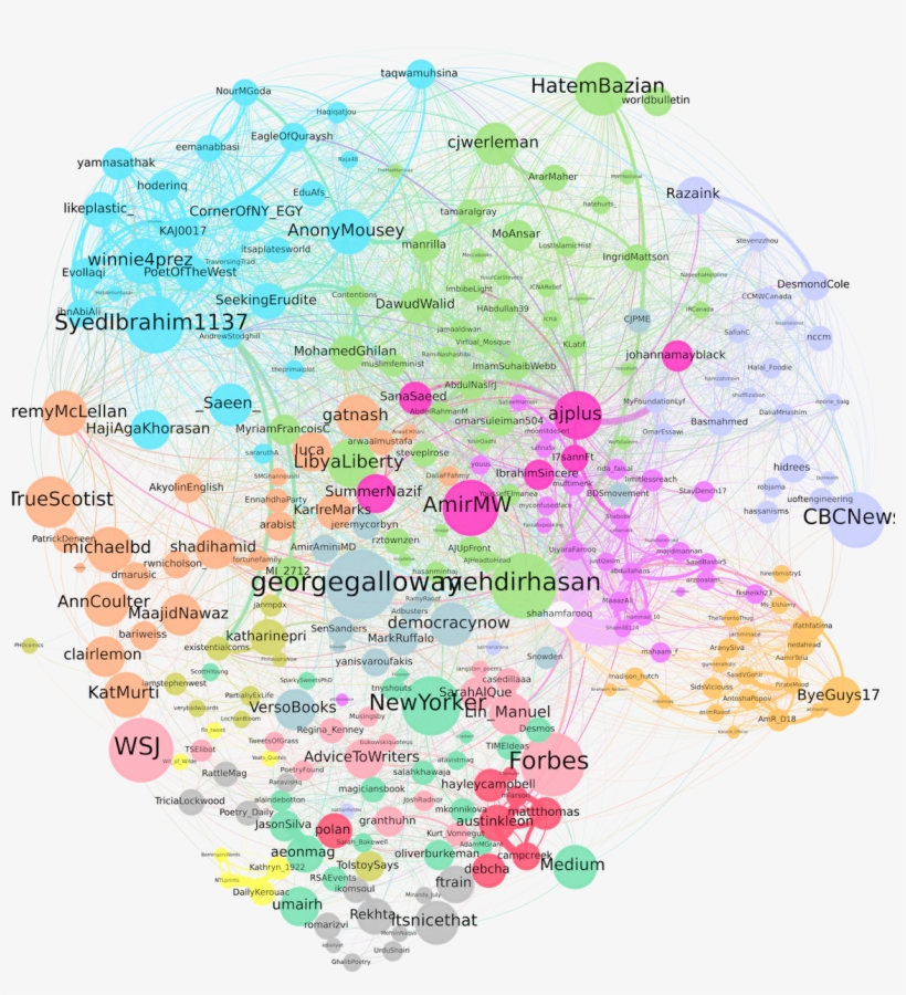 Communities In A Twitter Ego-network - Colorfulness, transparent png download