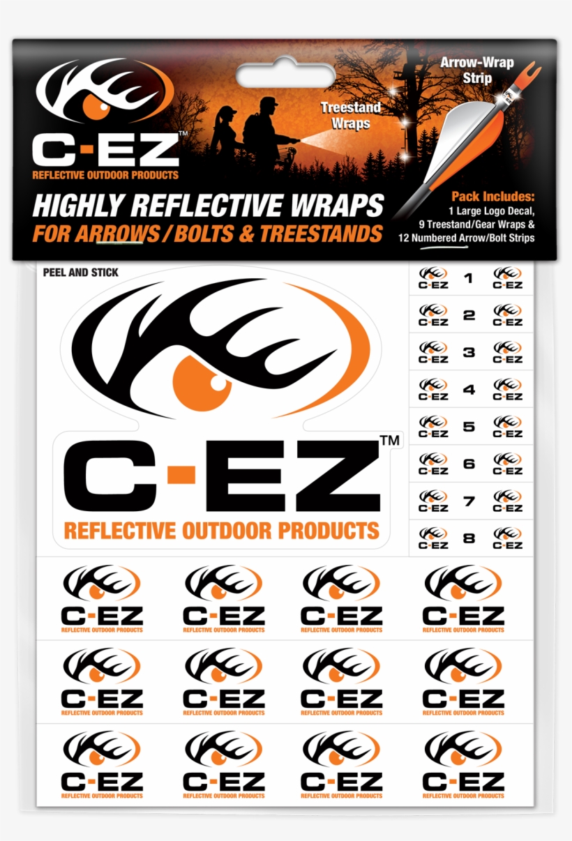 C-ez Orange Numbered Highly Reflective Arrow & Treestand - C-ez Reflective Outdoor Products Reflective Arrow Wraps, transparent png download