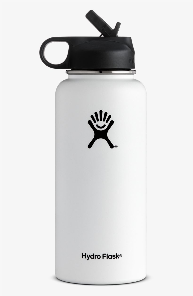 32 Oz Wide Mouth W/ Straw Lid Hydro Flask Water Bottle, - Hydro Flask White Straw Lid, transparent png download