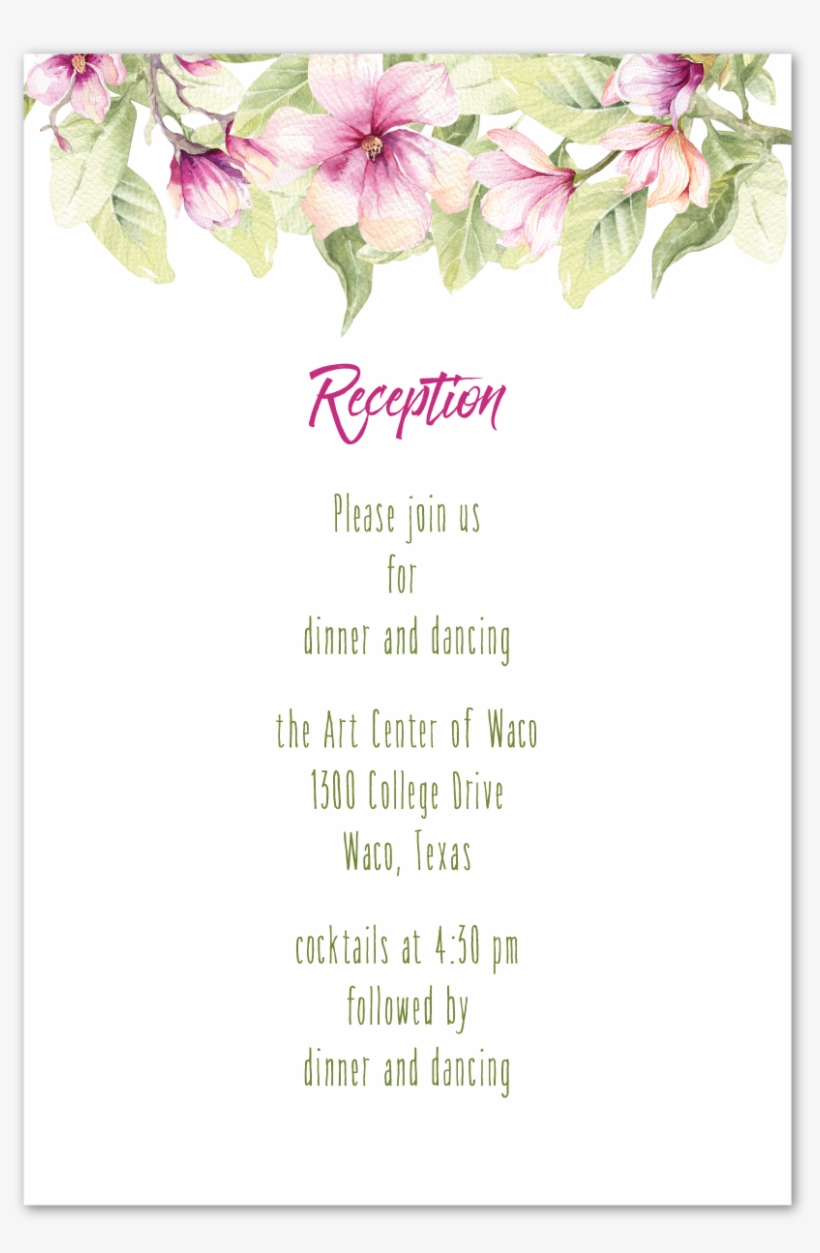 Sweet Magnolia Reception Card - Gilliflower, transparent png download