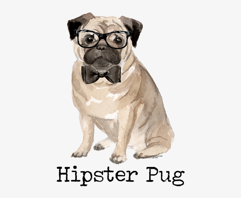 Adorable Hipster Black And Bowtie Soft Short - Pug, transparent png download
