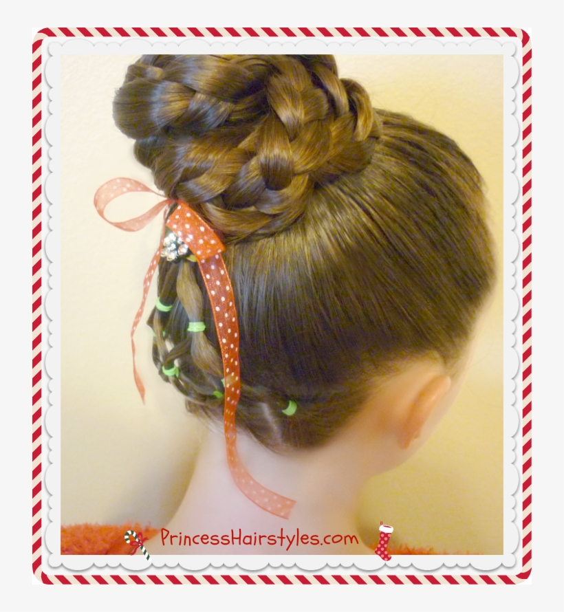Easy Christmas Tree Hairstyle Tutorial - Bun, transparent png download