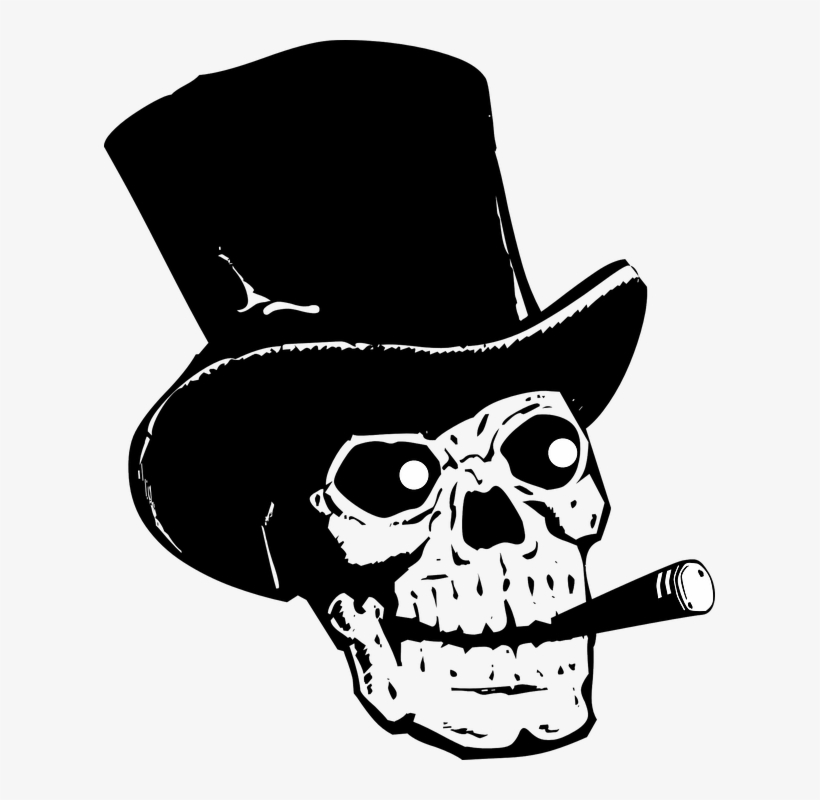 Top Hat Silhouette Free Vector Graphic On - Tete De Mort Avec Chapeau, transparent png download